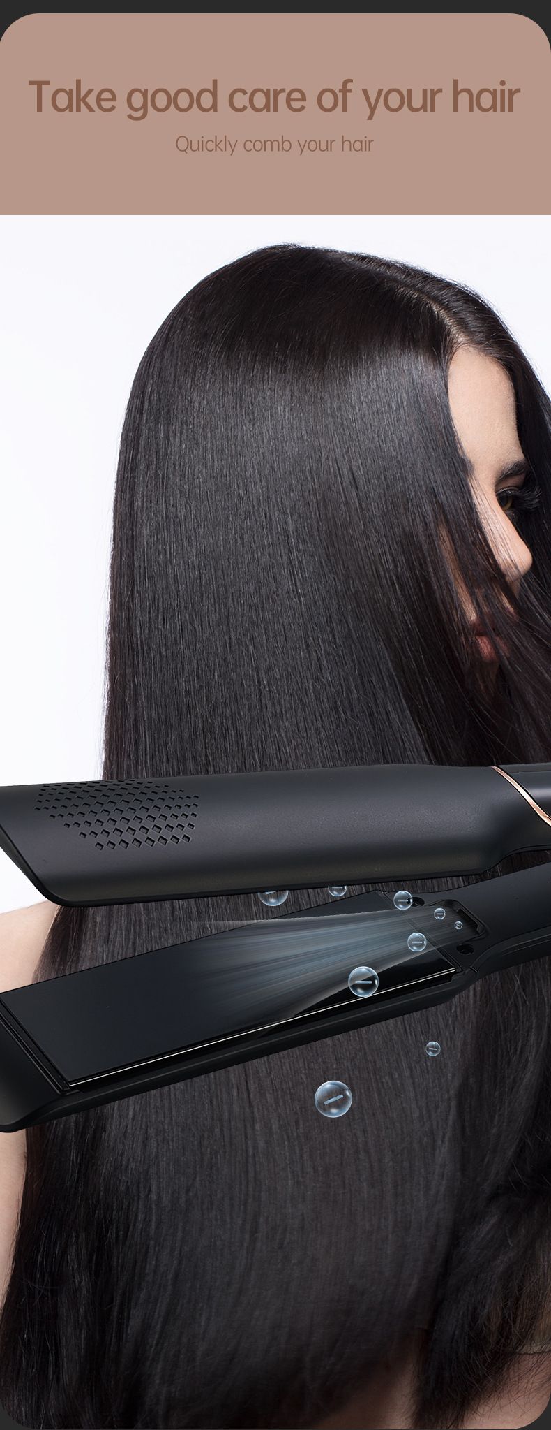 Plancha de pelo de doble uso para el cuidado y alisado del cabello, plancha de pelo con control de temperatura y varias velocidades, plancha de pelo con forma de arco._voghion.com