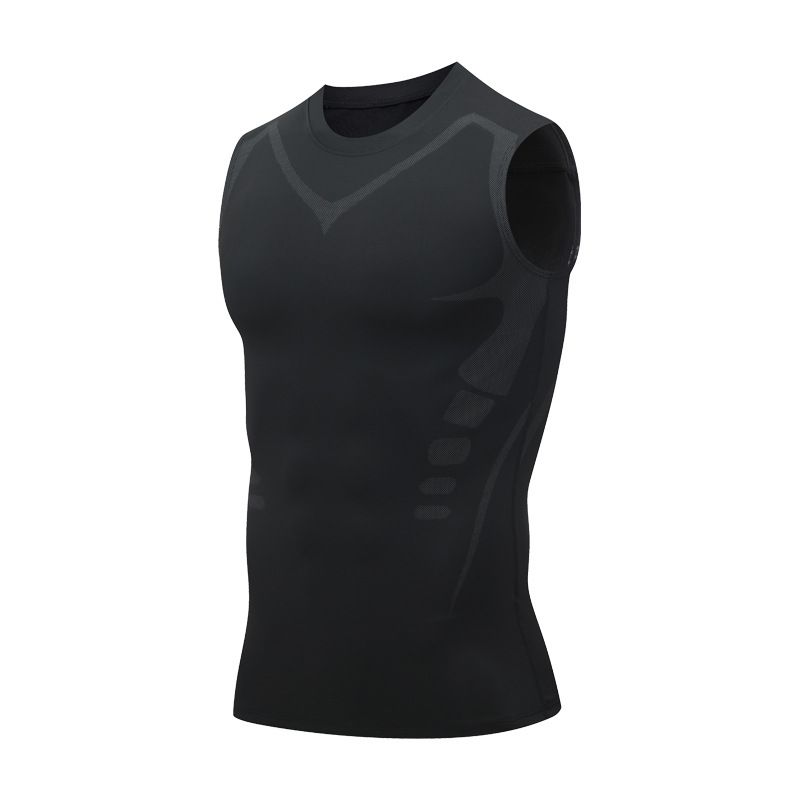 Men's sports tights vest Running quick drying stretch basketball training wear Fitness track and field sports sleeveless base coat_voghion.com