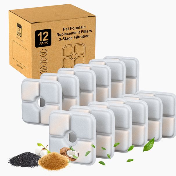 50 Pieces Pet Water Dispenser Filter Element Pet Filter Cotton Water Feeder Filter Element Cat And Dog Filter Sheet Coconut Shell Live_voghion.com