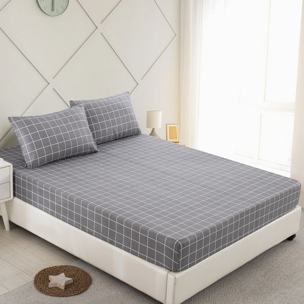 Spannbettlaken mit 3D-Gittermuster – Hochwertiger Bettbezug aus Polyester mit elastischen Kanten, Twin/Full/Queen/King Size (Kissenbezüge optional)_voghion.com