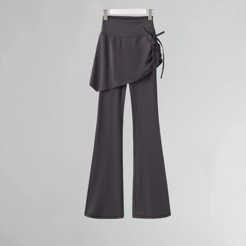Women's Clothing Yoga Pants High Waist Slim Flared Fitness Pants New Style Side Drawstring Hip Covering Training Sports Pants_voghion.com
