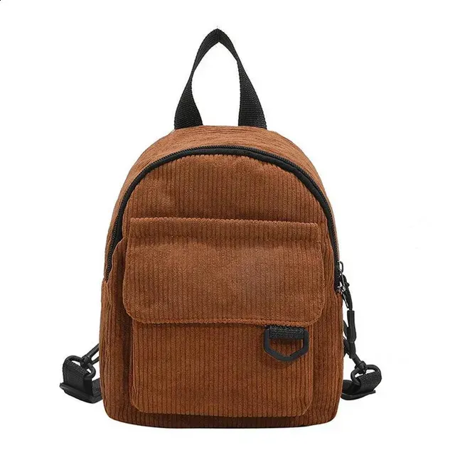 Mini-Rucksack für Damen, modisch, einfarbig, Cord, schlicht, lässig, für Reisen, große Kapazität, Schultasche für Damen 240820_voghion.com