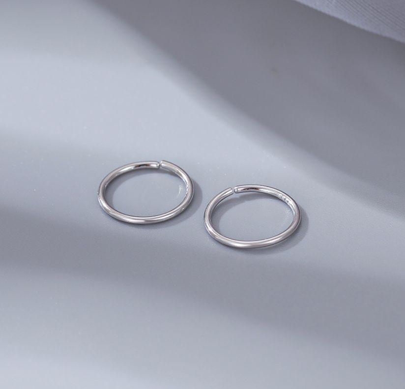 S999 STERLING SILVER SEMPLICE 1,2 MM DI SPESSORE CERCHIO TONDO SENZA FINE 8/10/12 MM 2 PZ PE16_voghion.com