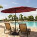 15 Feet Double-Sided Twin Patio Umbrella with Crank and Base_voghion.com