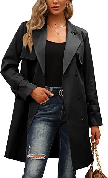 Zweireihiger, modischer, lässiger Trenchcoat für Damen_voghion.com