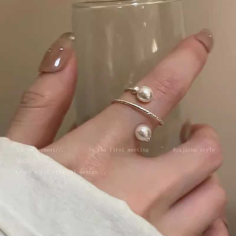Pearl Adjustable Open For Women 2023 New Light Luxury Niche Design High-end Sense Index Finger Autumn Winter Ring_voghion.com