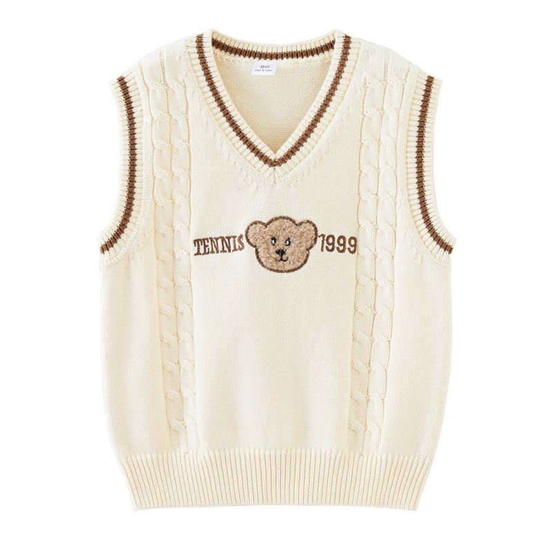 Gilet in maglia con ricamo a cartoni animati per ragazze – Uniforme scolastica primaverile e autunnale (80-140 cm)_voghion.com