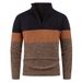 Men's Fashion Quarter-Zip Sweater – Oversized Pullover With Colorblock Design, Washed Texture & High Neck For Urban Layering_voghion.com