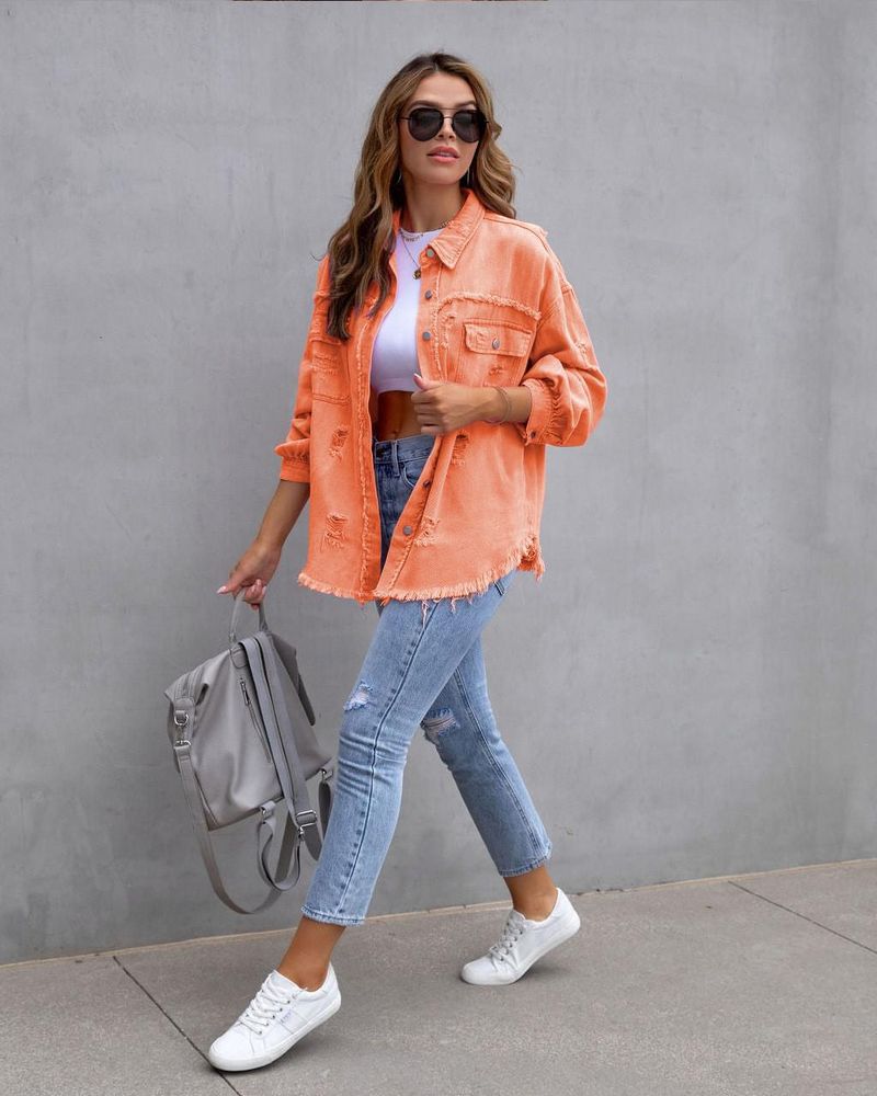 Lusumi Nei Denim Fraen Fréijoer Hierscht Hemd Stil Jeanscoat Weiblech Casual Top Vakanz Oberbekleedung Lady Mantel Student_voghion.com