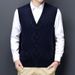 Ärmelloses Herren-Strickweste aus Wollmischung mit V-Ausschnitt – lässiger, einfarbiger Pullover für den Herbst, schmale Passform, leicht und atmungsaktiv_voghion.com