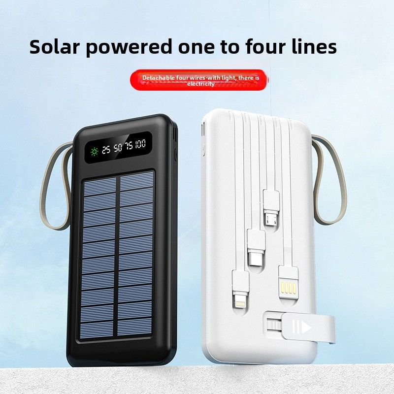 Solar-Powerbank mit großer Kapazität für den Außenbereich, gemeinsam genutztes integriertes Kabelladegerät 20000 mAh_voghion.com