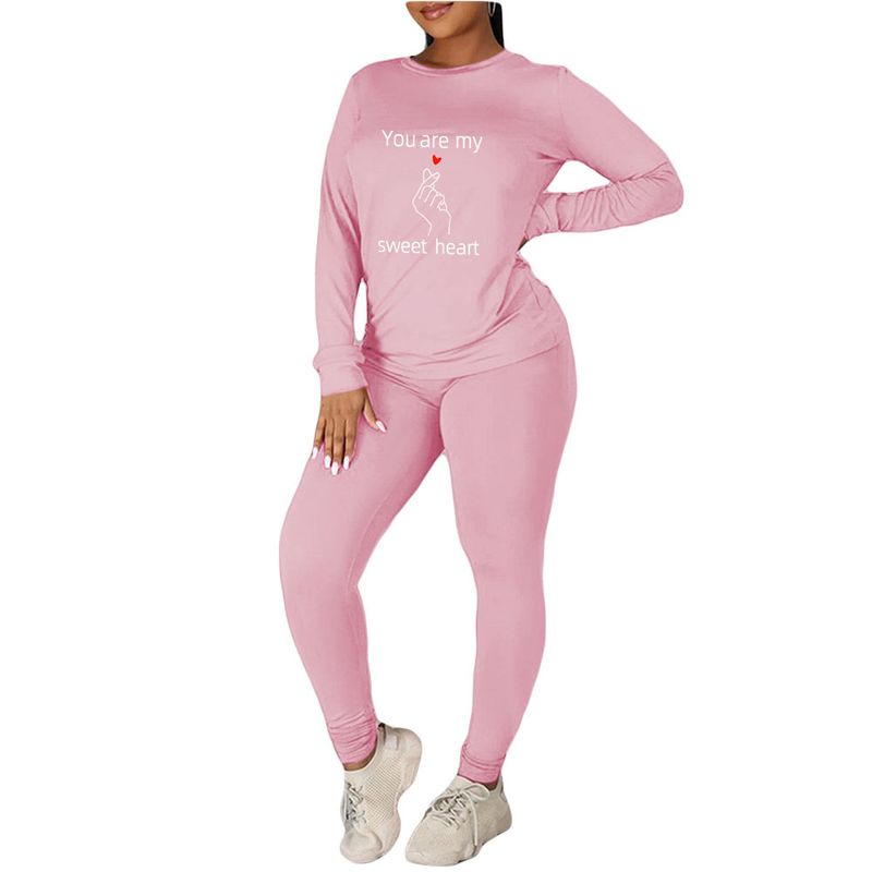 Set da due pezzi con cappuccio stampato casual personalizzato da donna_voghion.com