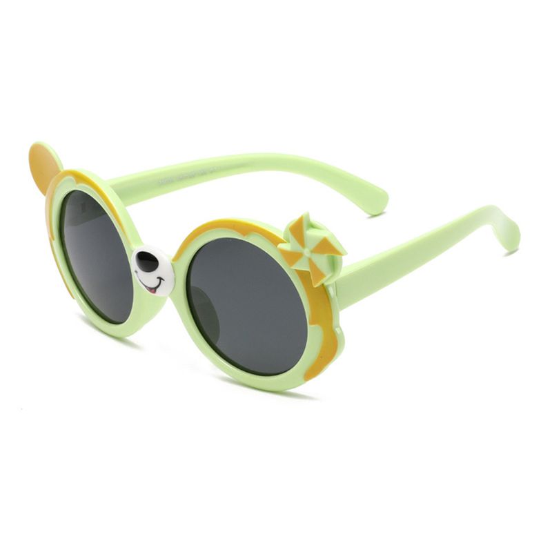 Girl's Sunglasses Children's Sunglasses Soft Silicone Material New Style Cartoon Bear Windmill Shape Fashionable Anti Ultraviolet Polarized_voghion.com