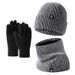 Warm knit hat set Men's and women's double-layer winterproof plus fleece hat bib gloves three-piece winter set_voghion.com