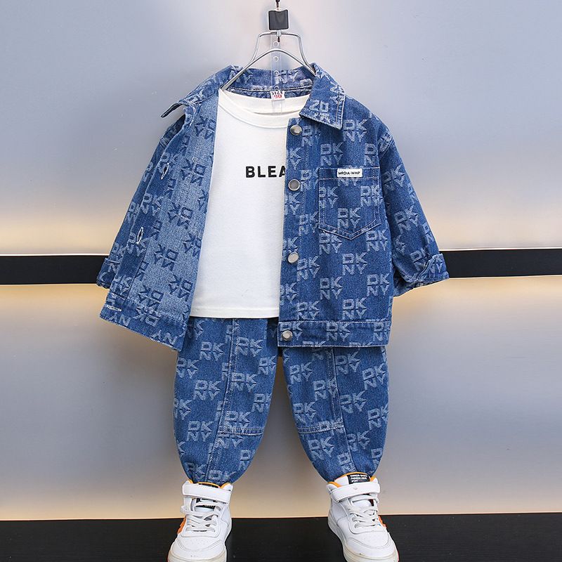 Otroška oblačila Otroška pomladna in jesenska otroška oblačila Nova modna otroška pomladna in jesenska oblačila Kul ulična kavbojska oblačila_voghion.com