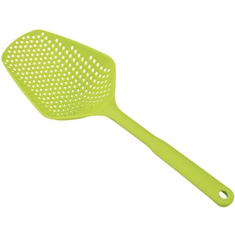 Large Strainer Spoon Long Handle Tool Colander Draining Scoop Pasta Strainer Cooking Kitchen for Spaghetti, Noodles, Veggies 13.5'' Utensils, Green_voghion.com