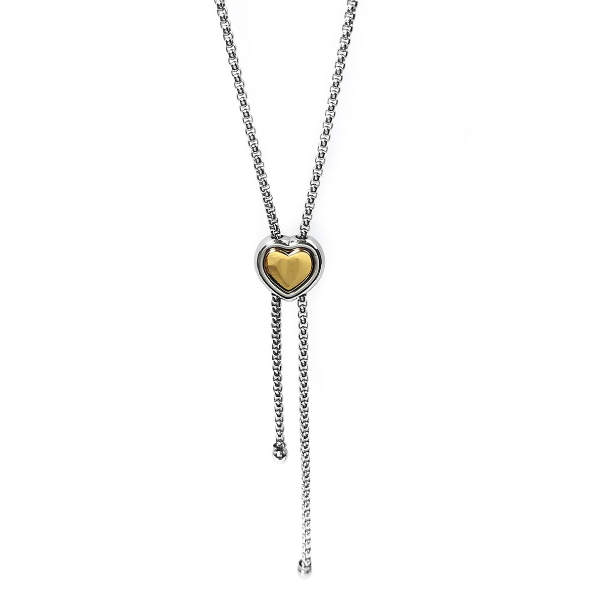 Stainless Steel Spring Snap Heart Shaped Versatile Electroplating Women's Tassel Necklace_voghion.com