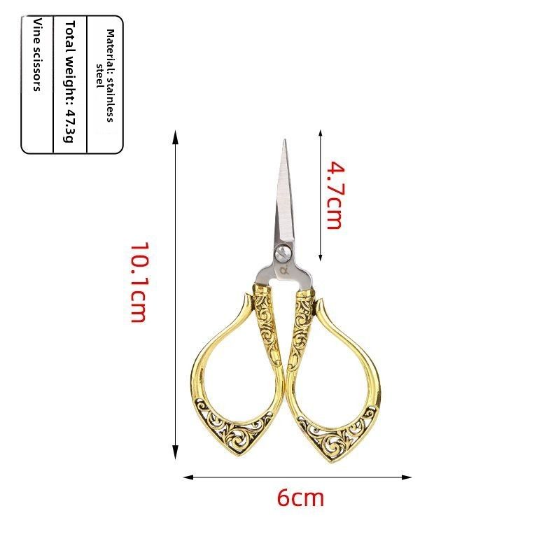 Narcissus Vine Thorn Handmade Embroidery CrossStainless Steel Household European Style Portable Scissors_voghion.com