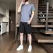CT Sommer-Freizeitsportanzug für Herren, Jugend, Campus, einfacher Trend, dünnes Kurzarm-T-Shirt, Shorts, Lauf-Zweiteiler_voghion.com