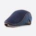 Spring Autumn Winter Fashion Simple Middle-aged Knitted Duckbill Warm Forward Cap Patchwork Color-blocking PU Beret Hat_voghion.com