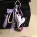 Irregular Purple Heart Lace Bow Pearl Beaded Bag Charm Keychain_voghion.com