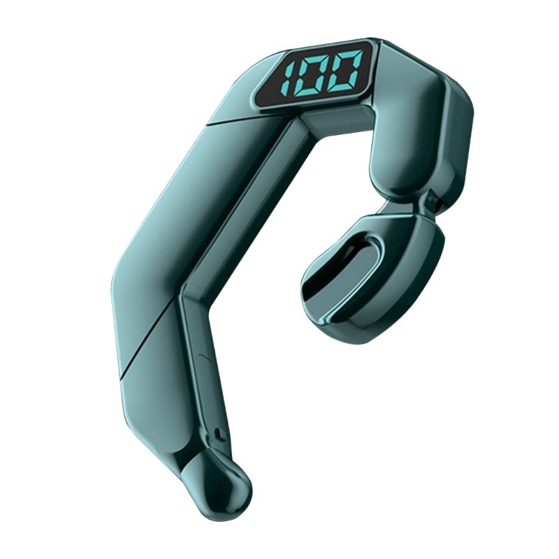 V19 Knochenleitungs-Digitalanzeige Stereo-Bluetooth-Sport-Headset mit hängendem Ohr (grün)_voghion.com