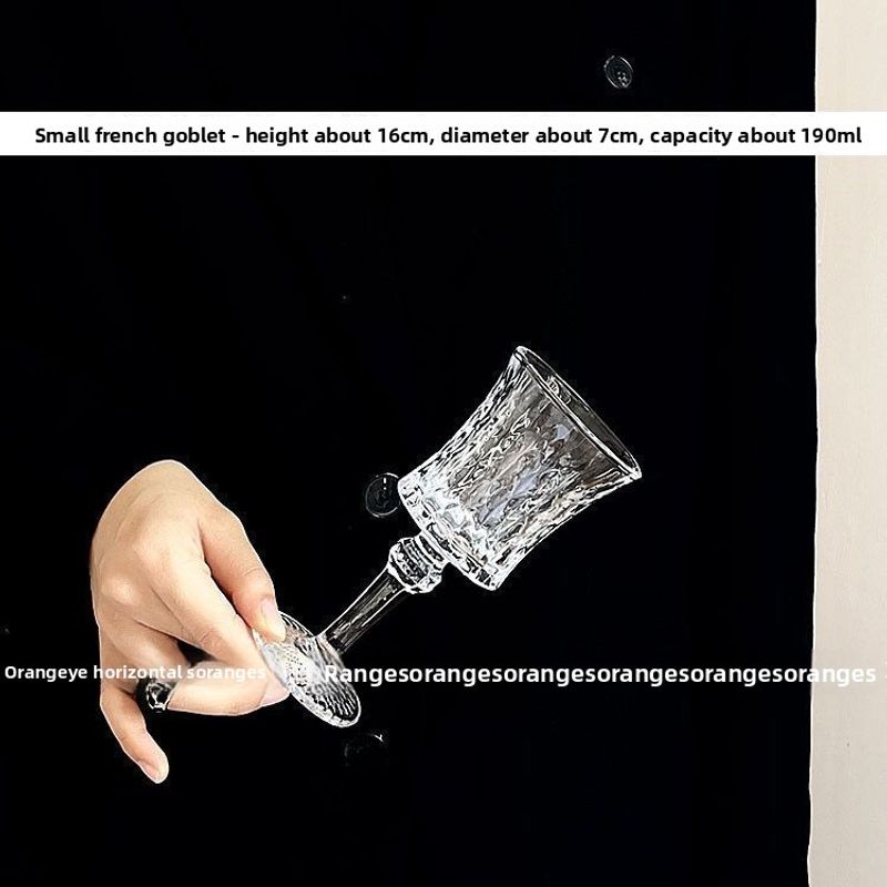 Fransız Zarif INS Şeffaf Kadeh Yüksek Değerli Şampanya Kırmızı Şarap Suyu Avrupa Tarzı Kabartmalı Cam Bardak_voghion.com