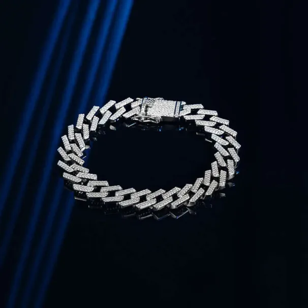Bracciale a catena cubana con zirconi spessi e ghiacciati, in argento, da 10 mm, personalizzato dal produttore_voghion.com