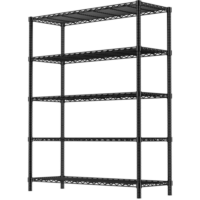 48' 5-Tier Black Wire Shelf - 400LBS Per Shelf, Heavy Duty Steel Storage Rack (48'W X 20'D X 72'H), Rust-Resistant For Kitchen/Laundry/Garage_voghion.com