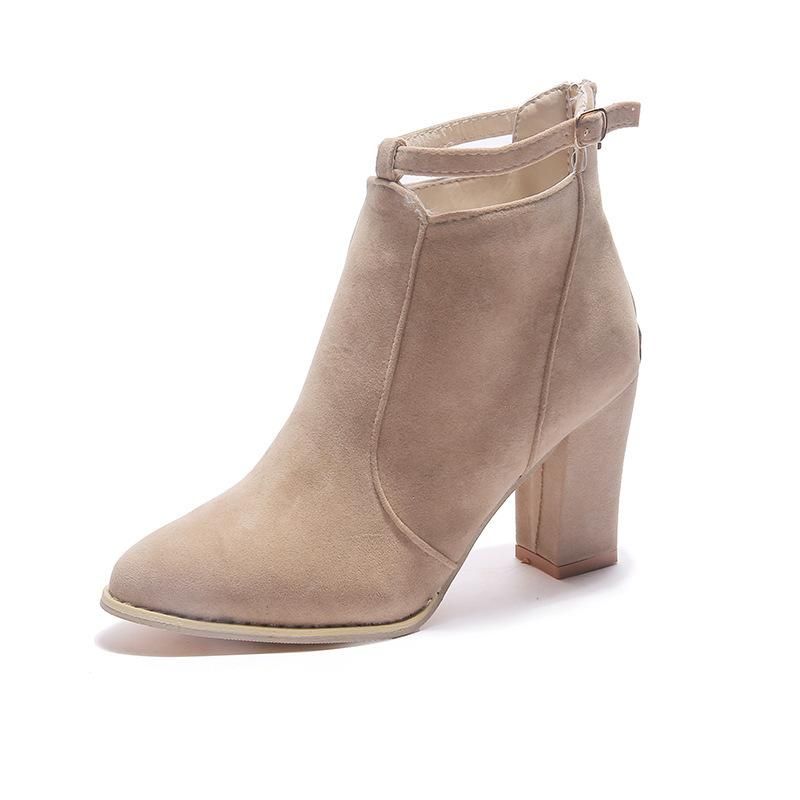 Women's Heeled Ankle Boots Fashion Sexy Pointed Woman Short Boots  Spring Autumn New Plus Size 43 Women Shoes Botas De Mujer_voghion.com