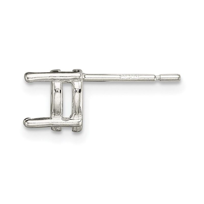 Sterling Silver Heart 4-Prong 6.0mm Earring Setting_voghion.com