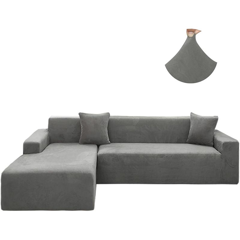 Housse de canapé en velours élastique en forme de L, housse de canapé combinée pour salon, segment pour animaux de compagnie, coussin de canapé épais tout compris_voghion.com