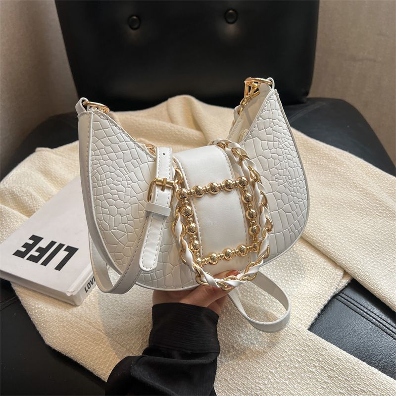 There Are New Niche Popular All-match Single Shoulder Bag Crocodile Pattern Chain bag simple casual western style armpit crescent bag_voghion.com