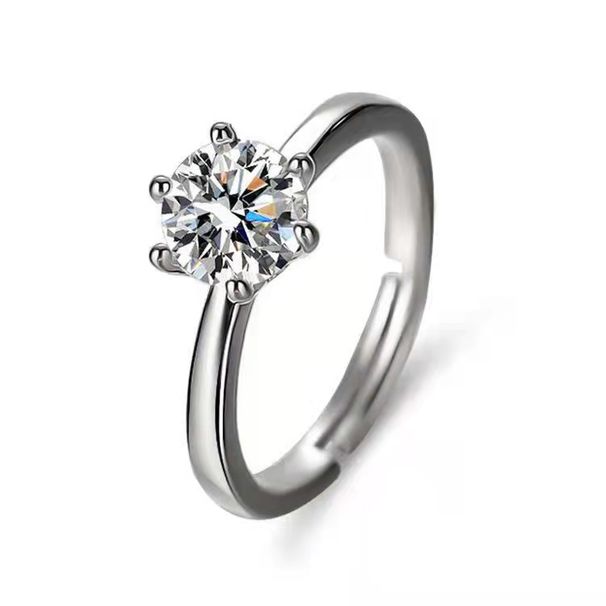 Moissanite Zircon Verlovingsring voor Mannen en Vrouwen Klassieke Zespuntige Koppelsringen_voghion.com