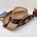 Handgewebter Cowboyhut aus Raffiagras mit Sonnenschutz und gerolltem Rand, bestickter Strohhut_voghion.com