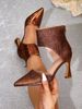 Women's Shoes Brown Zipper High Heels Mules Women's Shoes Stiletto Fashionable Pointed Toe Simple High Heels Single Shoes Women_voghion.com