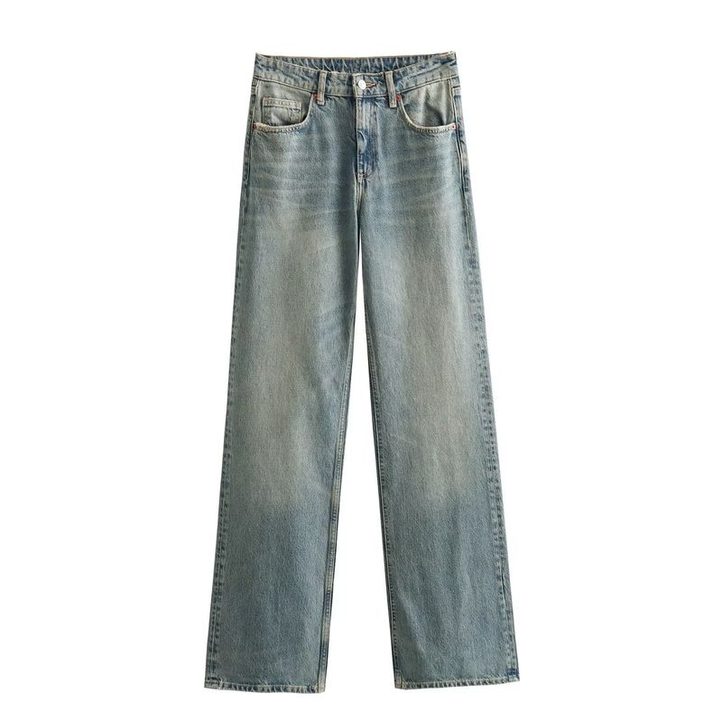 Dameskleding 2024 lente nieuwe wijde pijpen mid taille lange jeans_voghion.com