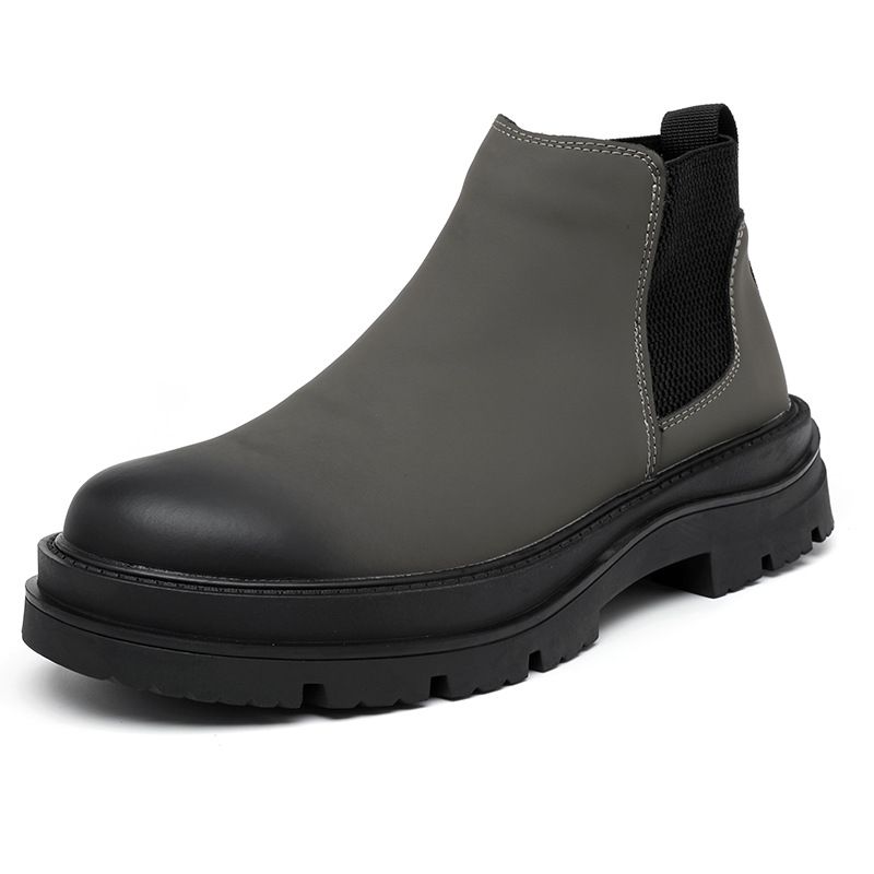 Retro Tooling Boots Thick-soled Heightened Lazy Foot-covering Martin Boots Genuine Leather Chelsea Short Boots_voghion.com