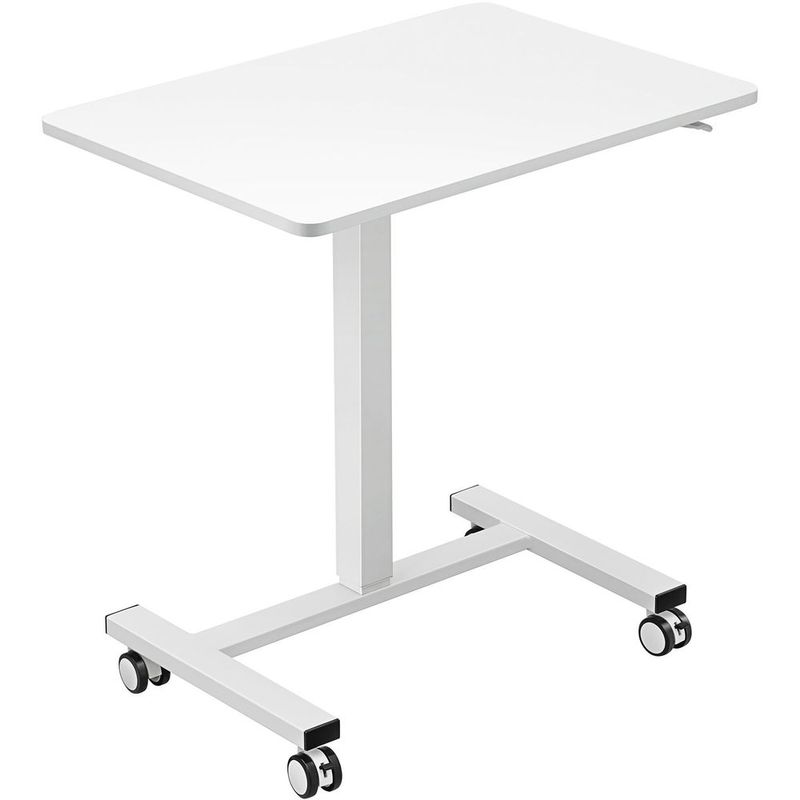 Mobile Standing Desk, 28'-44' Gas-Spring Height Adjustable Sit-Stand Desk, 4 360° Swivel Wheels (2 Lockable) Portable Rolling Laptop Table Computer_voghion.com