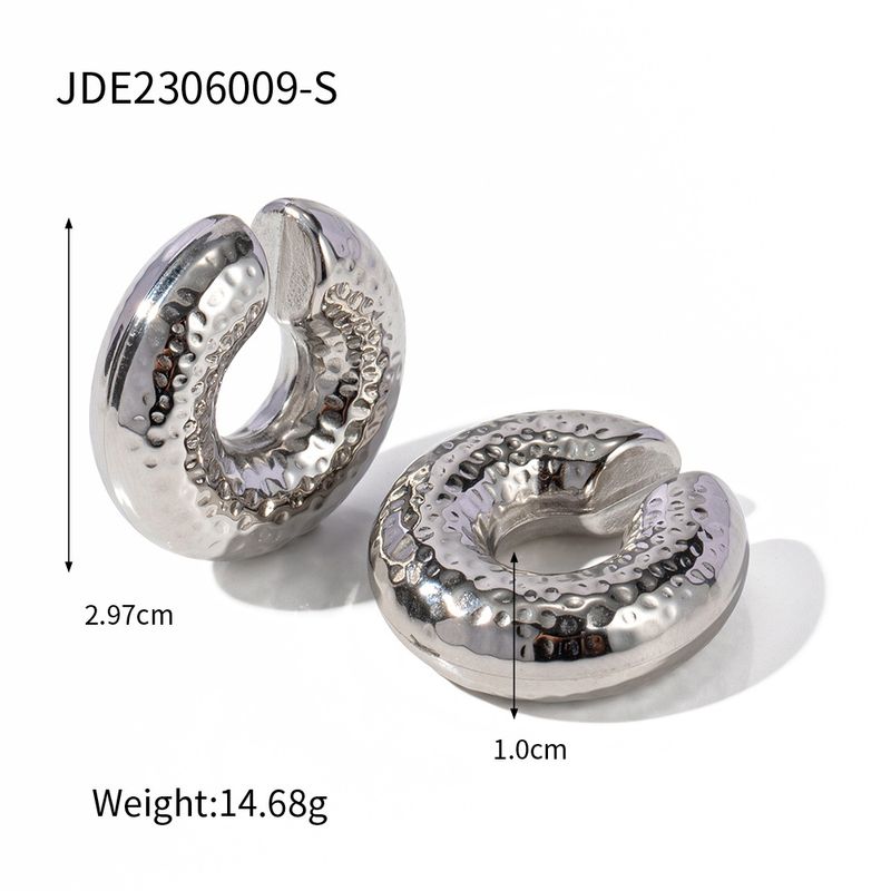 JD Designer Ανοξείδωτο Ατσάλι σε σχήμα C από Αληθινό Χρυσό, Χοντρό Κυλινδρικό Κλιπ Αυτιών, Κοσμήματα που Δεν Ξεθωριάζουν_voghion.com