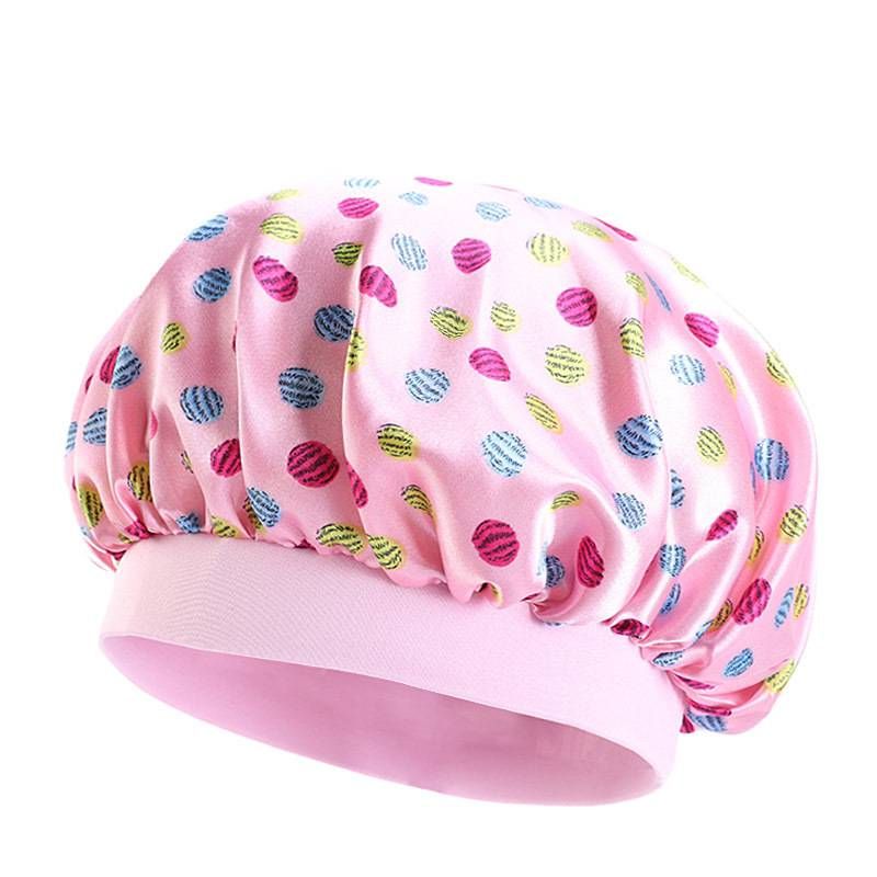Hot selling children's color Ding cartoon shower cap baby sleeping cap cute makeup cap elastic imitation silk_voghion.com