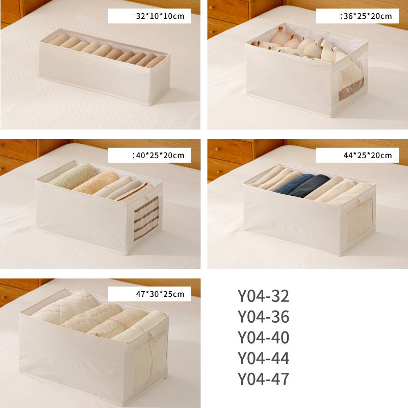Caja de almacenamiento con ventana, plegable, resistente al polvo, para el hogar, con tapa, gran capacidad, para ropa y pantalones._voghion.com