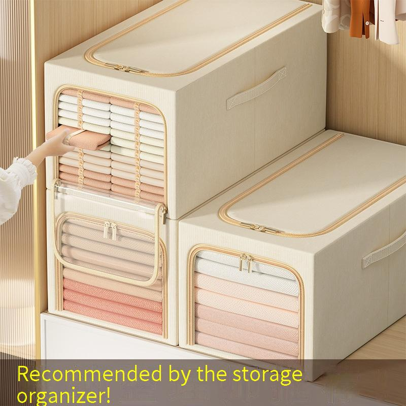 Boîtes de rangement pliables en tissu Oxford pour vêtements – Organiseur de garde-robe polyvalent avec poignées (grande capacité, respirant et résistant, pour la maison et le placard)_voghion.com