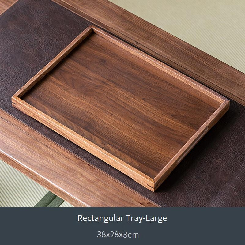 Juego de bandejas para servir té de madera de nogal: elegante colección de estilo chino de varios tamaños y formas para la ceremonia del té, postres y aperitivos._voghion.com