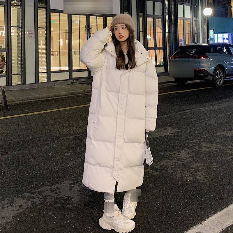 Women's Extra-Long Winter Coat, Knee-Length Padded Jacket With High Collar, Oversized Fit, Zipper Closure, Warm Polyester Fiber Fill For Casual_voghion.com