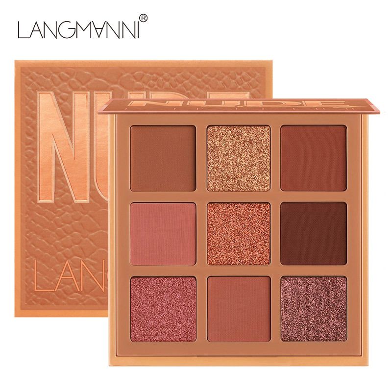 Lidschatten-Palette, 9 Farben, schimmernd, matt, Lidschatten, Make-up-Palette, Lidschatten-Creme, 12 Stunden lang anhaltend, professioneller rauchiger kosmetischer Lidschatten-Puder_voghion.com