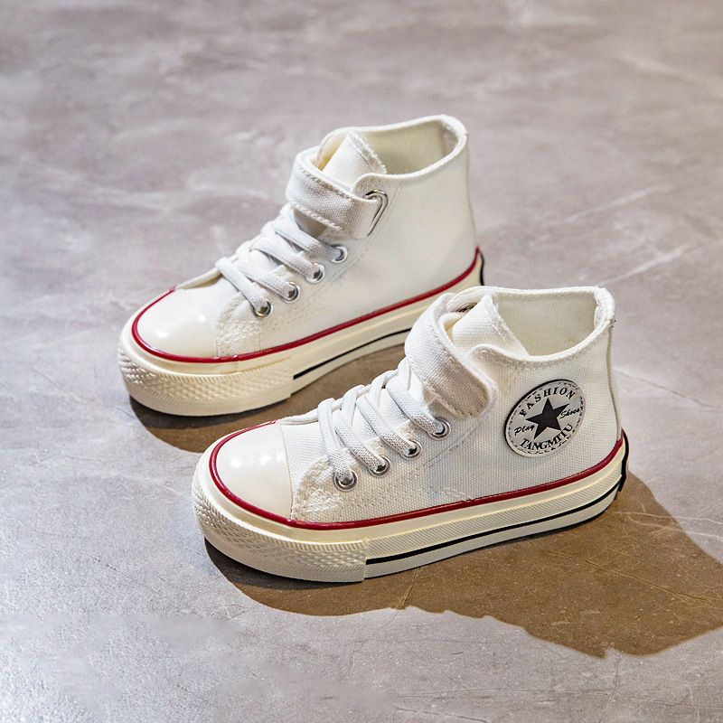 Children's Canvas High Top 2024 Spring New Girl's Little White Cloth Boys Board Parent Child Shoes_voghion.com