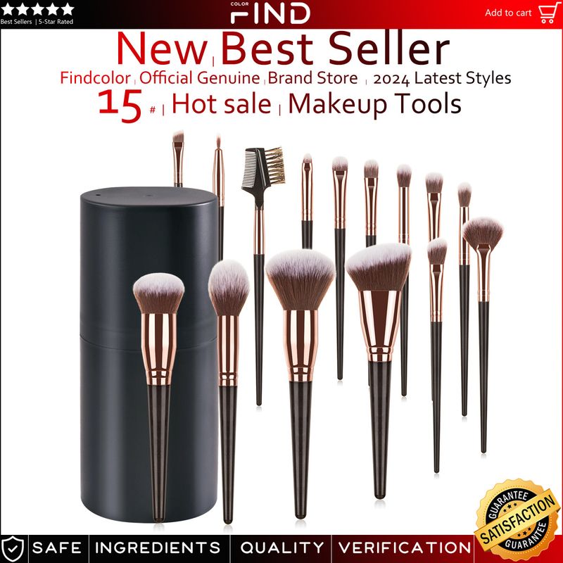 Set di pennelli per trucco nero extra large da 15 pezzi + secchiello per pennelli per trucco vendita diretta in fabbrica FINDCOLOR_voghion.com