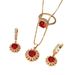 Women's Jewelry Set K Gold Plated Temperament Copper Inlaid Ruby Zircon Necklace Ring Earrings Jewelry Set_voghion.com