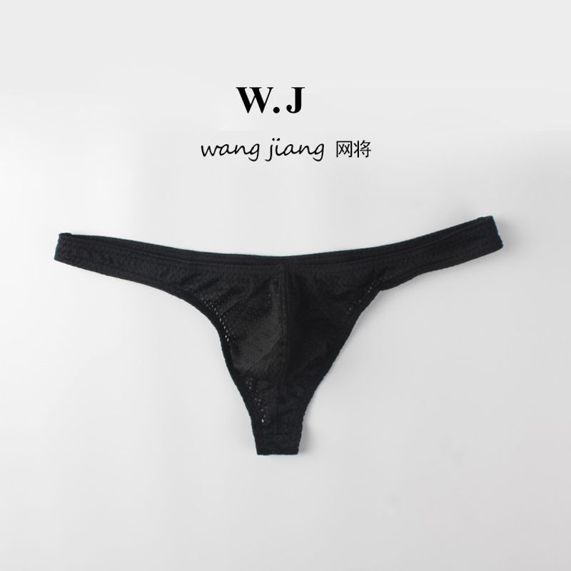 Men's Underwear Low Waist Sexy Nylon Ice Silk Mesh Breathable Thong T-Pants_voghion.com